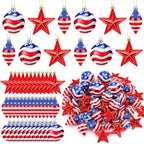 60 Pcs 4th of July Hanging Decoration Patriotic Hanging Ornaments Ball for Tree Red White Blue Stars Ball Ornaments America Flag Tree Decor Pendant for 250th Anniversary Independence Veteran Day Party by Wenqik