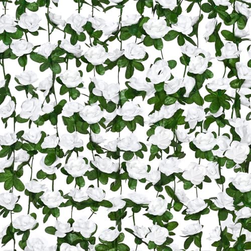 BLEUM CADE 12Pcs 16.4Ft Fake Flower Garland Artificial Rose Vines by BLEUMCADE