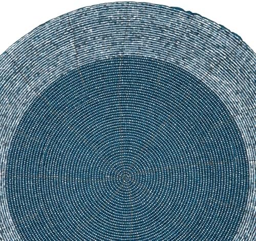 Lightnpro Handmade Beaded Placemats Set of 4 – 13 Inch Round Sky Blue,Handcrafted Artisan Table Accessories, Elegant Silver Farmhouse Dining Table Décor for Special Occasions & Gatherings - Image 5