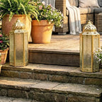 VELA LANTERNS 16" Extra Large Large Gold Metal Decorative Floor Moroccan Lantern Candle Holder Lamp - Indoor/Outdoor, Home Decor, Patio, Weddings, Ramadan Decor - Image 5