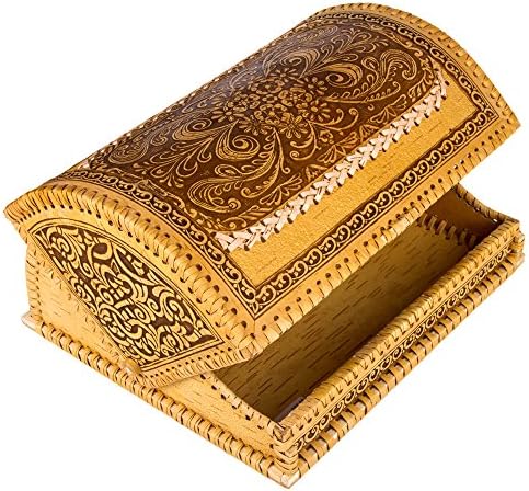 Handmade Natural Birch Bark Wooden Roll Top Bread Box Kitchen Food Storage Flower Ornament - Image 4