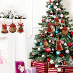 24 Pcs Burlap Christmas Ornaments Set Mini Stockings Funny,Rustic - Image 5