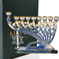 Matashi Hand Painted Enamel Menorah Candelabra with Gold Accents Crystals by MATASHI