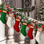 JellyArch 9 Pcs Personalized Christmas Stockings Xmas Stocking with Leather Patches Custom Name Cable Knitted Hanging Family Stockings for Christmas Holiday Fireplace Party Decoration (14 Inches) - Image 5