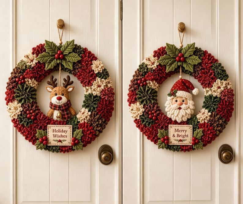 3D Fabric Poke Wreath DIY Kit for Adults Christmas Holiday Decor，2PCS G by Unknown