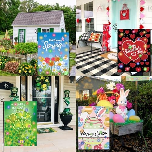Lighted Seasonal Garden Flags Set of 12, Double Sided -12 x 18 Inch - Image 5