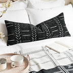 BLISSBLUSH Black Decorative Lumbar Pillow Cover 14X36, Boho Lumbar Throw Pillow For Bed, Long Decorative Pillow Case, Modern Accent Throw Pillow, 14 x 36 Textured Lumbar Pillow Decorative (COVER ONLY) by BlissBlush