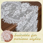 12 Pack White Lace Table Runners 14 x 120 Inch White Rustic Lace Fabric Table Runners with Rose Embroidered Floral Vintage Table-Runner for Party Wedding Bridal Shower Decorations - Image 5