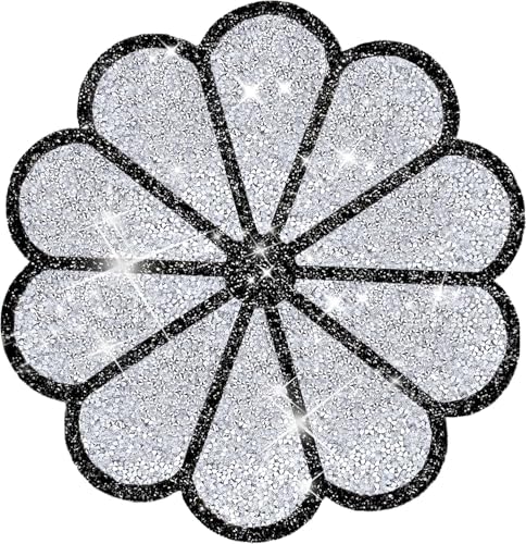 Silver Placemats Set of 4, Floral Diamond Glitter Decorative Dining Table Mats for Kitchen, Wedding, Christmas, Thanksgiving, Party and Holiday Table Decor by dressupyourlife