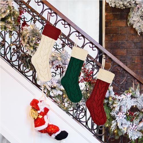 Mr. Pen- Cable Knit Christmas Stockings, 18 Inch, 6 Pack - Image 6