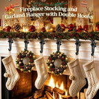6Pcs Christmas Fireplace Stocking and Garland Hanger Fits 0.87-4.1" Mantle - Image 2