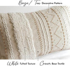 BlissBlush 20X54 Oversized Large Lumbar Pillow Cover for Bed, Rectangular Long Decorative Throw Pillowcase, Cotton Boho Accent Cushion with Tufted Pattern and Tassels, Cream Beige Neutral (Cover Only) - Image 3