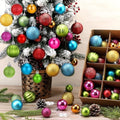 Lunmon 64 Pcs Neon Christmas Ball Ornaments Shiny Bright Multicolor Baubles by Lunmon
