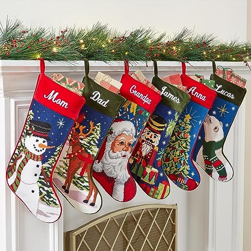 Let's Make Memories Personalized Needlepoint Christmas Stocking - Embroidered Family Stockings - Old-Fashioned Christmas Décor - Mantel Décor - 8"x17" - Customized Embroidered Name - Angel - Image 2