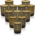 SHMILMH Black Gold Glass Votive Candle Holders Set of 12 by SHMILMH