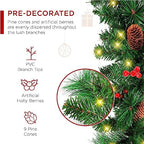 Best Choice Products 9ft Pre-Lit Holiday Pre-Decorated Christmas Garland for Stairs, Fireplace, Decoration w/PVC Tips, 50 Lights, Pine Cones, Berries - Unflocked - Image 3