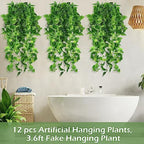 Hoteam 12 Pcs Artificial Hanging Greenery Plants, Pothos, Persian Grass - Image 5