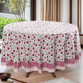 Ridhi Hand Block Print Round Tablecloth Sangria Red 132 Inch 100% Cotton by Ridhi