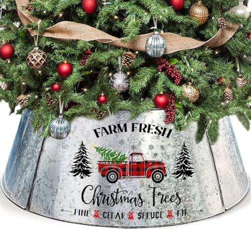 Christmas Tree Collar 29 Inch Diameter Base, Large Metal Tree Collar for Pencil Tree, Christmas Truck Decorations by cocomong