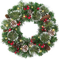 18’’ Artificial Christmas Wreath for Front Door with Pine Needles Red Berries Pine Cones Christmas Decorations for Winter Wall Indoor Outdoor Home Holiday Xmas Decor by Sggvecsy