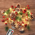 10FT Enchanting Christmas Garland with 30 LED Lights Battery Operated-Realistic Red Berries & Pine Cones Decor for Tree,Fireplace Mantel,Indoor Holiday Home Decor (10Ft) by KITCADA