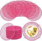 Threehoney Paper Braided Round Placemats, Set of 24, Rose Red, 13 in by Threehoney