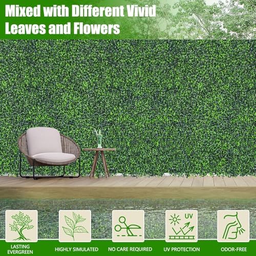 Artificial Boxwood Roll,64x168 in(74 sqft) UV-Anti Faux Ivy Grass Wall - Image 3