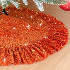 Orange Christmas Tree Skirt 45 Inches Ruffle Fall Tree Skirt by SOMUAUY