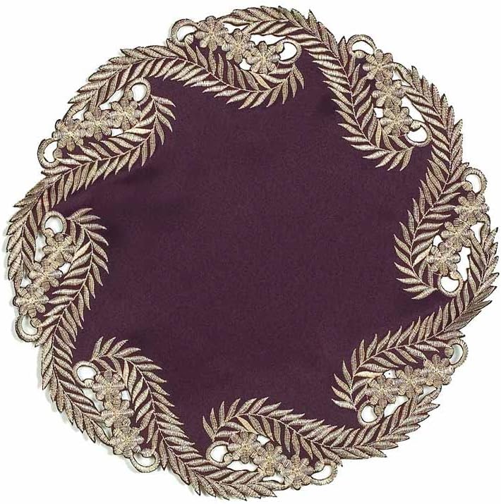 Decozen Set of 8 Doilies for Table, Lace Doilies - Rustic, Crochet, Farmhouse, Kitchen, Dining Table Centerpiece Decor - Round Christmas Placemats for Home 15 inch Gold Plum, The Anyce Collection by Decozen