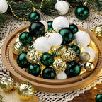 Lunmon 72 Pcs Christmas Ball Ornaments Emerald Green Gold White Xmas Bulbs - Image 4