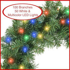 Casafield 24" Pre-Lit Fir Artificial Christmas Wreath Holiday Décor, 50 LED White & Multicolor Lights, 100 PVC Tips for Front Door, Window, or Mantel - Image 2