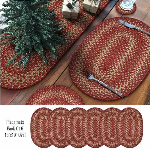 Homespice Apple Pie Jute Braided Placemats, Oval 13x19 Set of 6 - Image 3