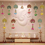 Divyakosh Wood Handmade Lotus Multicolor, Pom Pom Style, Pack of 10, for Ganpati Decor, Diwali Decoration, VAR Laxmi Vrat| Wall Hangings for Home Decoration, Temple Decor | - Image 2