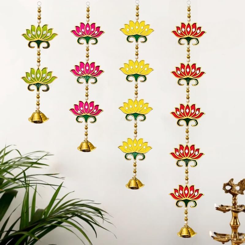 Divyakosh Wall Hangings for Home Decoration | 4 Latkans | Perfect for wall Décor, Temple Pooja Background Decoration. Vrat MahaLaxmi Decoration, Lotus Ganpati Decor and Living Room Decor | by Divyakosh