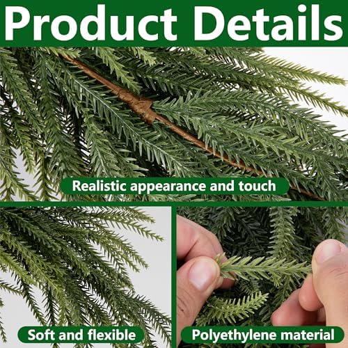 4 Pcs Extra Length Artificial Christmas Teardrop Swag, 30" Faux Pine Needles Teardrop Door Swag, Christmas Norfolk Greenery Teardrop Wreath for Xmas Door Table Mantle Fireplace Indoor Outdoor Decor - Image 3