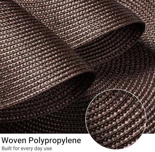 FunWheat Round Braided Placemats Set of 12 Place Mats for Dining Table Woven Washable Non-Slip Table Mats 15 Inch(Brown,12pcs) - Image 3