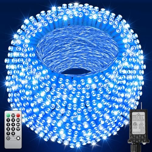 355FT 900 LED Blue Christmas Lights, Extra Long Outdoor String Lights Waterproof, Timer & Memory, 8 Modes Dimmable Plug in Fairy Lights for Outside Tree Wedding Patry Holiday Decorations by JIXXULVU