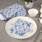 FINGERCRAFT Cloth Napkins Set of 12 Cotton Linen, 20x20 Inch, Damask Blue - Image 4