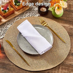 Yunlly Set of 48 Burlap Placemats Bulk 15 in Round Woven Placemat, Brown - Image 4