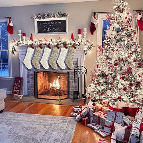 Fesciory Christmas Stockings 6 Pack, 18 Inch Large Cable Knit Xmas Decor - Image 3