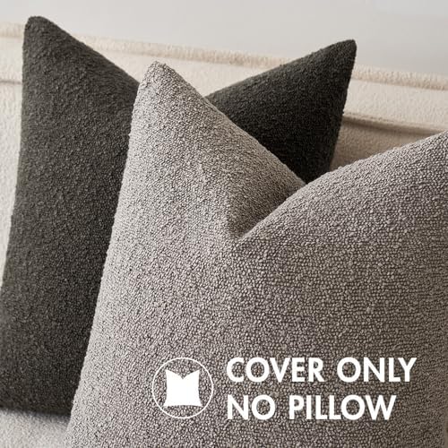 MIULEE 24x24 Decorative Euro Sham Boucle Couch Pillow Covers Dark Coffee - Image 2