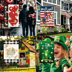 12 Pcs Double Sided Solar LED Seasonal Garden Flags - 12x18 Inch Waterproof Burlap Yard Flags for Patio Lawn Yard Porch Decor (Color 1) - Image 6