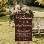 welcome to our unplugged ceremony Wood sign wedding welcome signs, No Phones wedding sign wood, rustic wedding Decorations 24x16 Inch - Image 6