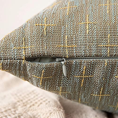 MIULEE Pack of 2 Decorative Burlap Linen Throw Pillow Covers Modern Farmhouse Pillowcases Rustic Woven Textured Cushion Cover for Sofa Couch Bed 24x24 Inch Khaki - Image 3