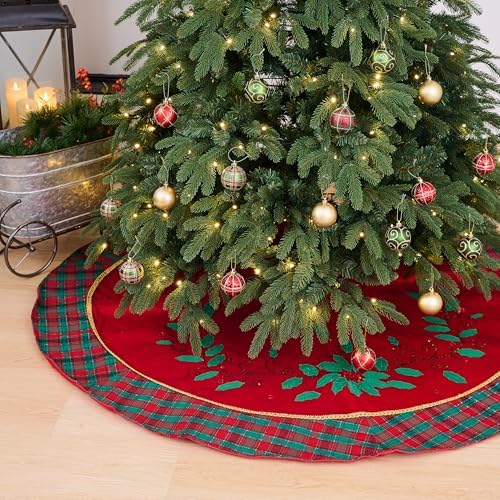 Valery Madelyn 36" Red Green Gold Christmas Tree Skirt for Tree Decorations - Image 5