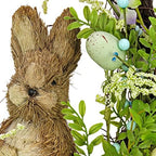 National Tree Company Artificial Spring Wreath, Woven Branch Base, Decorated with Wooden Bunny, Blue Flower Blooms, Pastel Eggs, Berries, Easter Collection, 16 Inches - Image 3