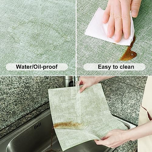 Homaxy PU Faux Leather Placemats for Dining Table, Set of 12, Grass Green - Image 4
