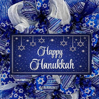 Happy Hanukkah Wreath with Star of David Ribbons Handmade Deco Mesh Available in 24 inch Diameter or 28 inch Diameter - Image 5