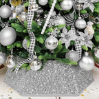 XmasExp Christmas Tree Collar 33.5 inch Sequin Tree Skirt for Christmas Holiday Home Decor Xmas Tree Ring Stand Base Cover Large Size 6 Piece Silvergrey by XmasExp