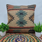 Trade Star 70% Jute 30% Wool Cushion Cover Kilim Rug Pillow Case 18x18 Vintage Boho Home Decor Pillow Case Handwoven Decorative Throw Pillows Shams for Sofa Premium Quality Designer Cushion Case - Image 6
